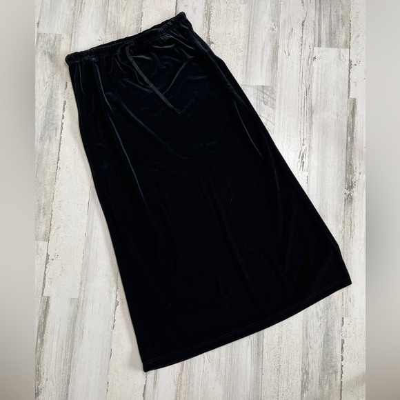 Liz Claiborne Liz & Co Velvet Maxi Skirt Drawstring Vintage Large - Picture 1 of 4